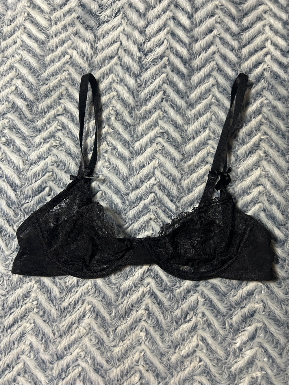 Rene Rofe Black Sheer Lace Underwire Demi Bra